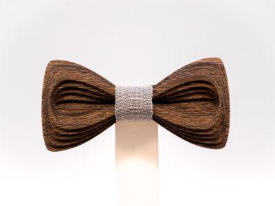SÖÖR Cravattino Antero in wengé con tessuto grigio chiaro. Un cravattino in legno unico per uomo.
